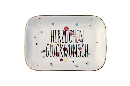 Gift Company Dekoteller Love Plates Herzlichen Glückwunsch Porzellan 15,5x10x2 cm weiss von Gift Company