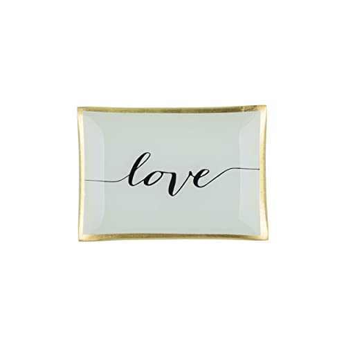 Gift Company Glasteller Love Natur Weiß/Gold/Schwarz 10X0,8X14,2Cm von Gift Company