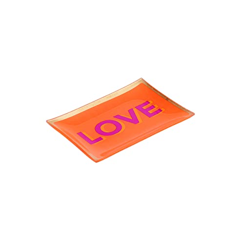 Gift Company Glasteller Love Plates Love M, Dekoteller, Schale, Glas, Orange, Gold, 10 x 14 cm, 1088204011 von Gift Company