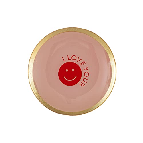 Gift Company Glasteller Love Plates Smile M, rund, Dekoteller, Schale, Glas, Rosa, 13 cm, 1061504012 von Gift Company