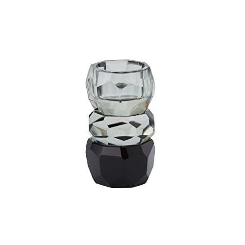 Gift Company Kerzen- und Teelichthalter Palisades, Kristallglas, Grau, Schwarz, 10.5 cm, 1054404019 von Gift Company
