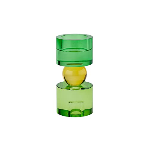 Gift Company Kerzen- und Teelichthalter Sari S, Windlicht, Dekolicht, Kristallglas, Grün, Gelb, 15.2 cm, 1097003008 von Gift Company