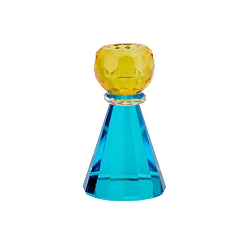 Gift Company Kerzenhalter Sari Konus, Kerzenständer, Kristallglas, Gelb, Blau, 11.5 cm, 1093701010 von Gift Company