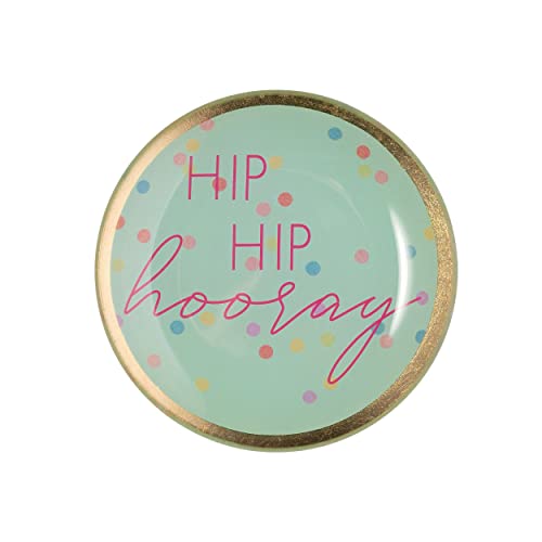 Gift Company - Love Plates, Hip Hip Hip Glass Plate, Round, Mint von Gift Company