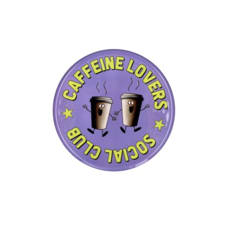 Gift Company Love Trays, Dekotablett, L, Motiv: Caffeine Lovers Social Club, rund, lila von Gift Company