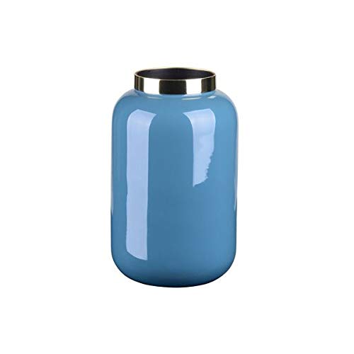 Gift Company - Saigon - Vase/Blumenvase/mit Metallring - Metall/lackiert - Blau/Gold - 8x17x8cm von Gift Company