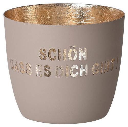 Gift Company Schön das es Dich gibt Windlicht, Eisen, 10cm, Gold von Gift Company