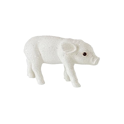 Gift Company Solna Schweinchen M, Glitzer, Dekofigur, Deko Schwein, Dekoration, Kunststoff, Weiß, 8 cm, 1026304001 von Gift Company