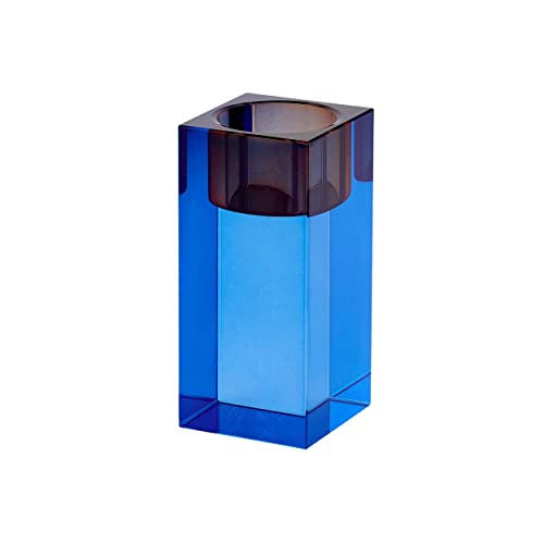 Gift Company Teelichthalter Sari M, Windlicht, Dekolicht, Kristallglas, Blau, Orange, 10.3 cm, 1096904011 von Gift Company