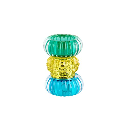 Gift Company Teelichthalter Sari rund, Kerzenständer, Kristallglas, Blau, Gelb, Grün, 11.5 cm, 1093901010 von Gift Company