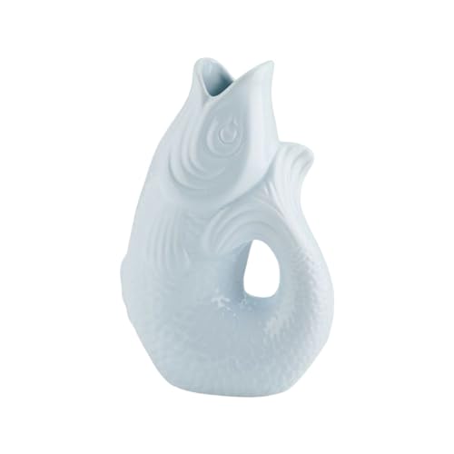 Gift Company Vase Monsieur Carafon S, Dekovase in Fisch-Form, Steingut, Blue Horizon, 25 cm, 1087403009 von Gift Company