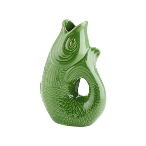 Gift Company Vase Monsieur Carafon S, Dekovase in Fisch-Form, Steingut, Green Bay, 25 cm, 1087403008 von Gift Company