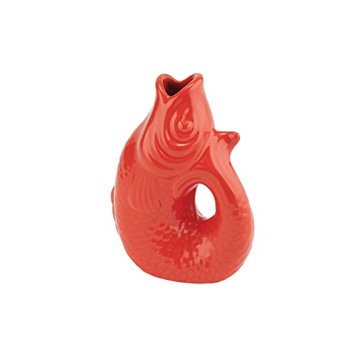 Gift Company Vase Monsieur Carafon XS, Dekovase in Fisch-Form, Steingut, Coral Red, 13 cm, 1087402003 von Gift Company