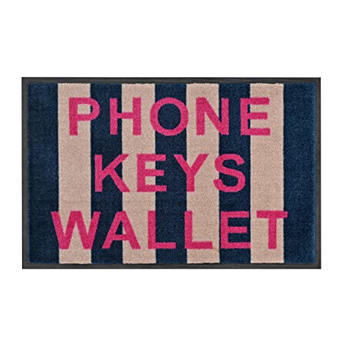 Gift Company - Washables - Fussmatte - Phone Keys Wallet - Polyamid / Gummirücken - blau/beige - 75 x 50cm von Gift Company