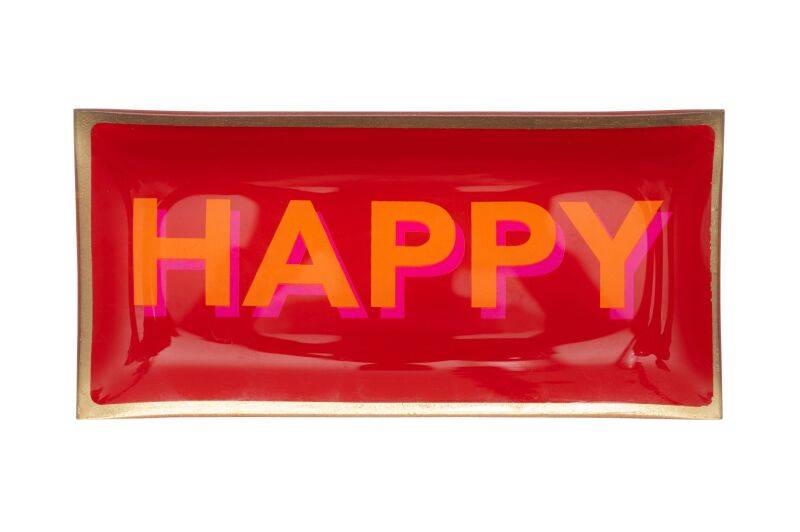 Love Plates Glasteller L Happy rot von Gift Company