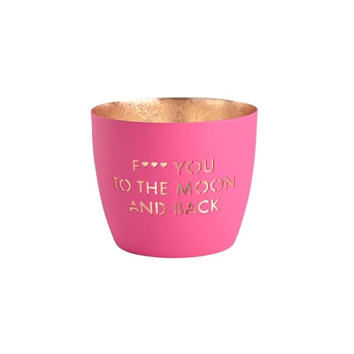 Windlicht Madras F. You to The Moon and Back Eisen Höhe 8,5 cm hot pink Gold von Gift Company