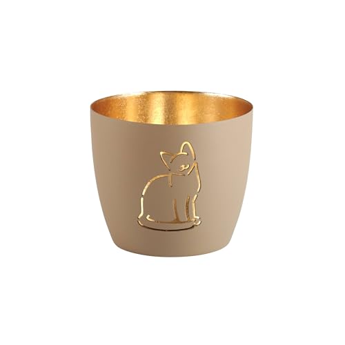 Windlicht Madras Katze Eisen Höhe 8,5 cm Sandstone Gold von Gift Company