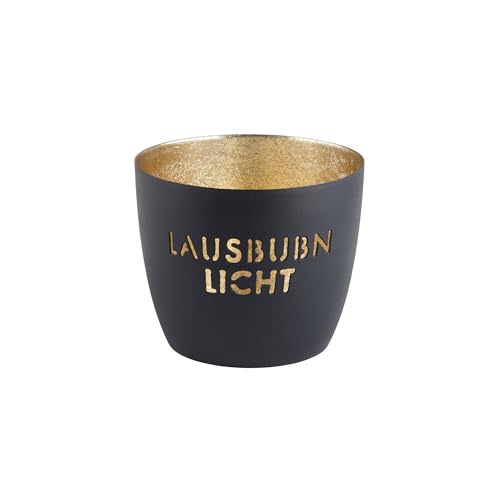 Windlicht Madras Lausbubn Licht Nachtblau/Gold Eisen Höhe 8,5 cm von Gift Company