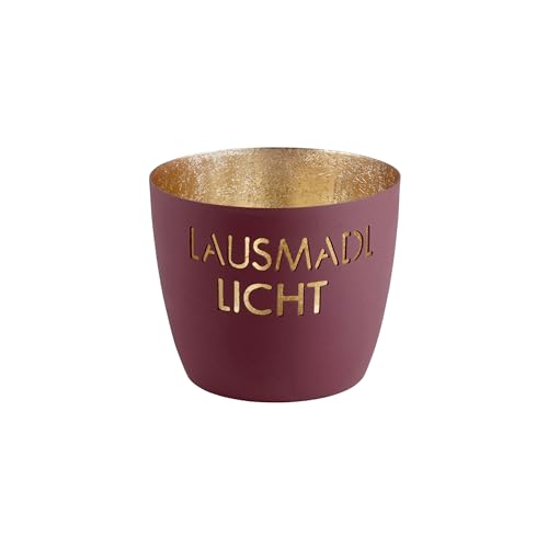 Windlicht Madras Lausmadl Licht Burgundy/Gold Eisen Höhe 8,5 cm von Gift Company