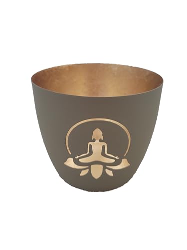 Windlicht Madras Lotus Yoga Silhouette Eisen Höhe 8,5 cm von Giftcompany