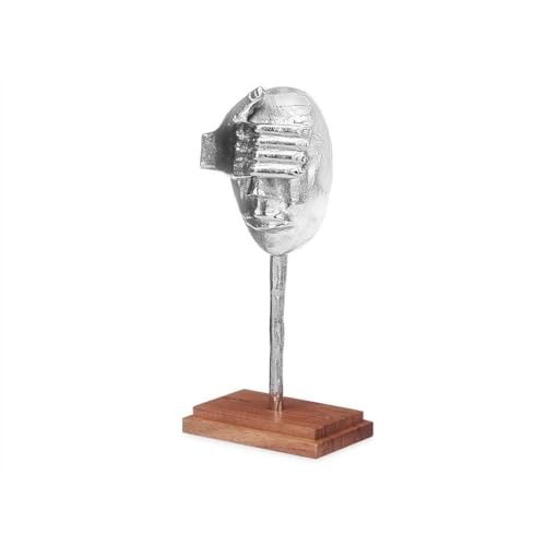 Gift Decor Dekorative Figur, silberfarbenes Gesicht, Holz, Metall, 17 x 33,5 x 10 cm Gift Decor Dekorative Figur, silberfarbenes Gesicht, Holz, Metall, 17 x 33,5 x 10 cm von Gift Decor