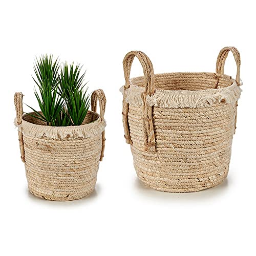 Gift Decor Pflanzkübel mit Griffen Natural Paja (23 x 27 x 26 cm) von Gift Decor