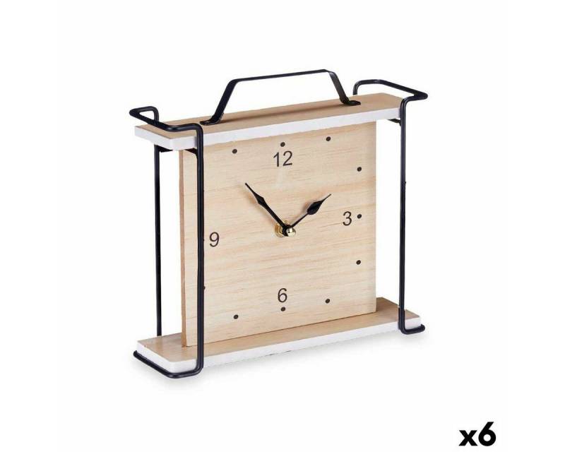 Gift Decor Uhr Tischuhr Schwarz Metall Holz MDF 23 x 21 x 7 cm 6 Stück von Gift Decor