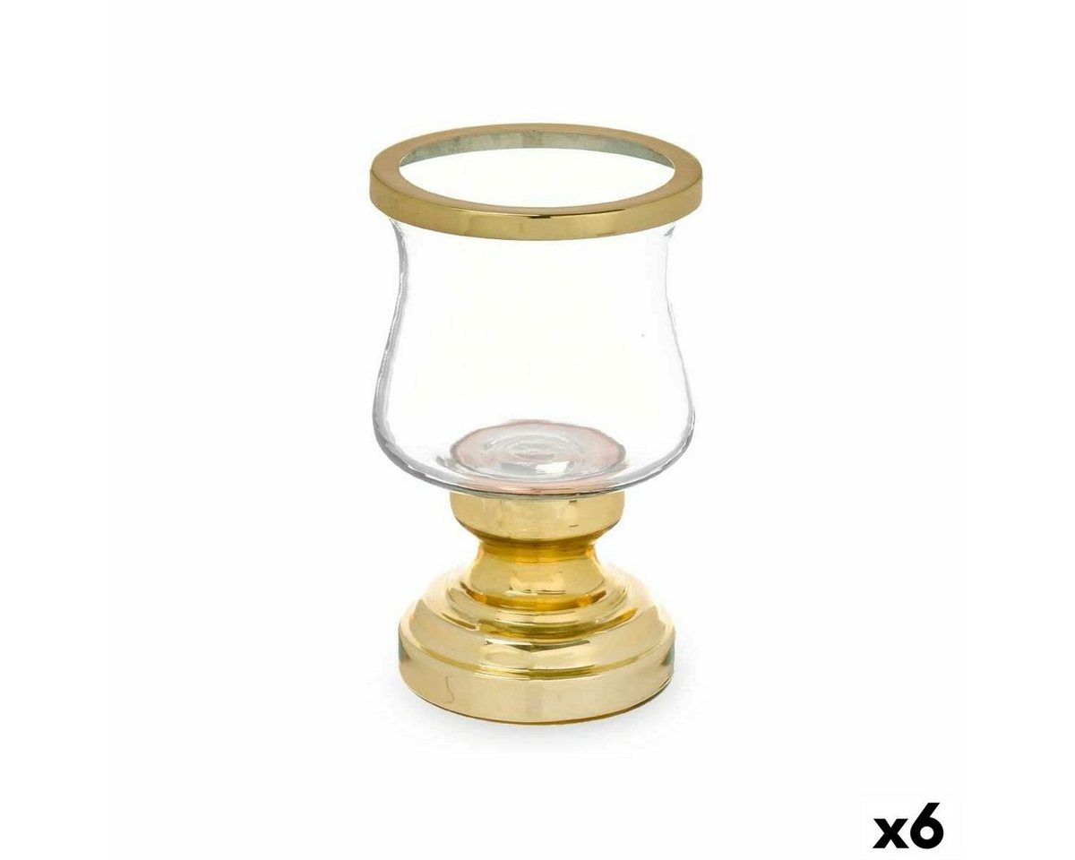 Gift Decor Windlicht Kerzenschale Glas Gold Stahl 12 x 19,5 x 12 cm 6 Stück von Gift Decor