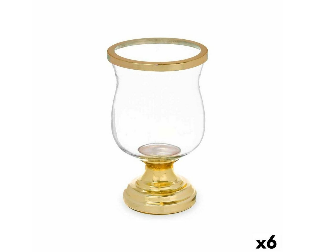 Gift Decor Windlicht Kerzenschale Glas Gold Stahl 15,5 x 26 x 15,5 cm 6 Stück von Gift Decor