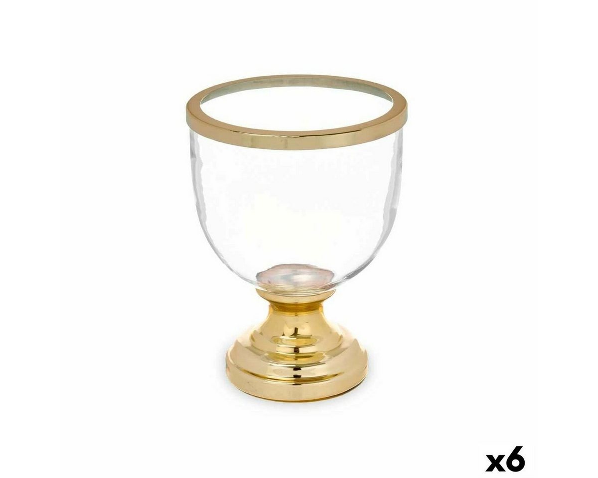 Gift Decor Windlicht Kerzenschale Glas Gold Stahl 17,3 x 23,5 x 17,3 cm 6 Stück von Gift Decor