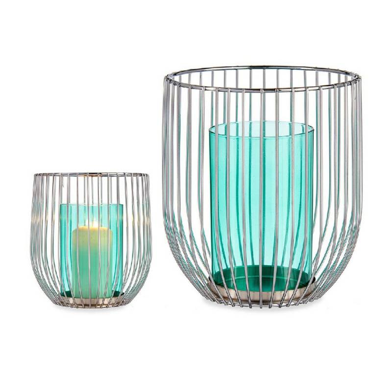 Gift Decor Windlicht Windlicht Kerzenschale Silberfarben Blau Käfig Metall Glas 15 x 17 x 1 Gift Decor Windlicht Windlicht Kerzenschale Silberfarben Blau Käfig Metall Glas 15 x 17 x 1 von Gift Decor