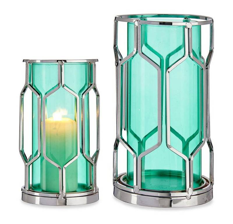 Gift Decor Windlicht Windlicht Kerzenschale Silberfarben Blau Metall Glas 11,5 x 19,5 x 11 Gift Decor Windlicht Windlicht Kerzenschale Silberfarben Blau Metall Glas 11,5 x 19,5 x 11 von Gift Decor