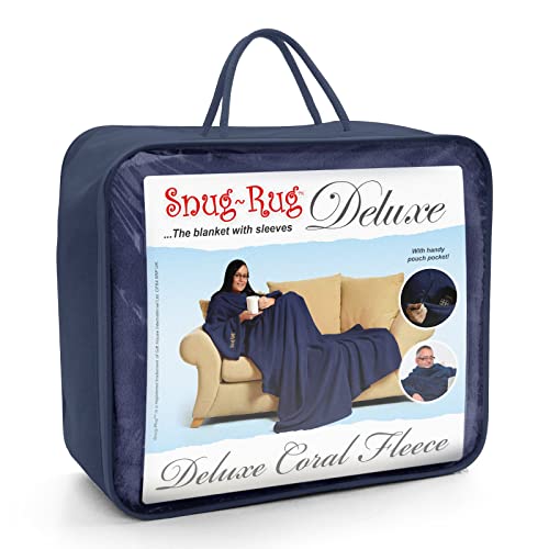 Snug Rug Deluxe Kuscheldecke Mit Ärmeln Für Erwachsene Ärmeldecke Vlies-Decke Mit Ärmel Aus 260gsm Coral-Fleece Superweiches Luxuriöser Weicher Stoff Lange Übergroße Ärmel Mit Tasche (Marineblau) Snug Rug Deluxe Kuscheldecke Mit Ärmeln Für Erwachsene Ärmeldecke Vlies-Decke Mit Ärmel Aus 260gsm Coral-Fleece Superweiches Luxuriöser Weicher Stoff Lange Übergroße Ärmel Mit Tasche (Marineblau) von Snug Rug