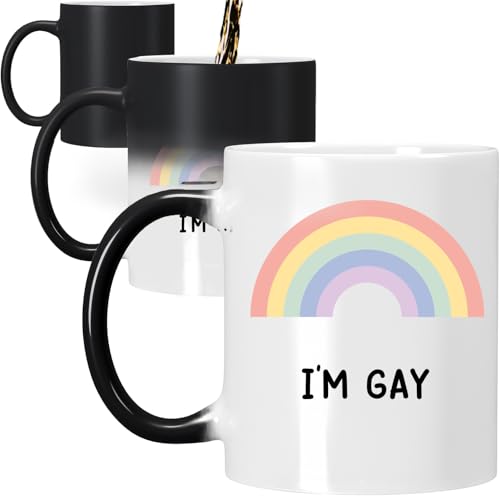 Gift Island Tasse mit Aufschrift "I'm Gay", Regenbogen-Wärmewechsel, LGBTQ+ und Pride-Geschenk, lustiges Geschenk, Farbwechsel mit heißem Wasser, 325 ml Gift Island Tasse mit Aufschrift "I'm Gay", Regenbogen-Wärmewechsel, LGBTQ+ und Pride-Geschenk, lustiges Geschenk, Farbwechsel mit heißem Wasser, 325 ml von Gift Island