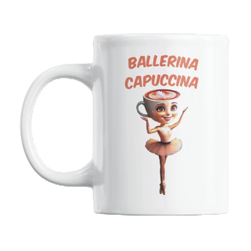 Gift Island Tasse mit Motiv Ballerina Cappuccina, italienische Gehirnfäule – lustige Geschenke – Wichtel-Geschenktasse – Kaffeetasse – 325 ml von Gift Island