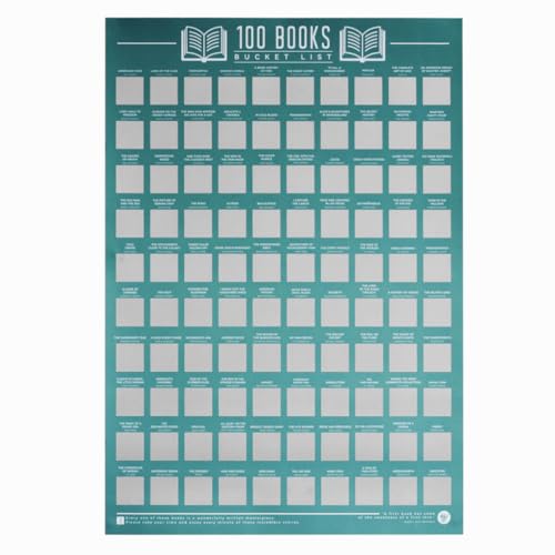 Gift Republic GR630003 Poster zum Freirubbeln mit 100 Buchtiteln, blau, 42 x 59,4 x 0,02 cm (englischsprachig) von GR Gift Republic