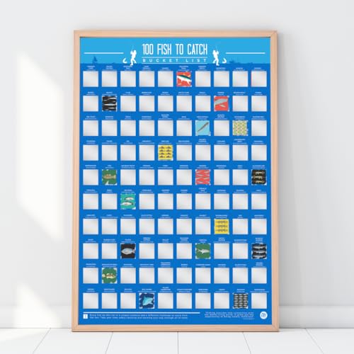 Gift Republic 100 Fish to Catch Bucket List Poster, Blau von GR Gift Republic