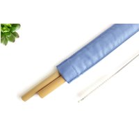 2 Sets X Stroh Fall Blau Mit Trinken Bambus Strohhalme Und Reinigungsbürste, Wiederverwendbare Stroh, Fall, Hochzeit Gefälligkeiten, Partei von Gift4Angel