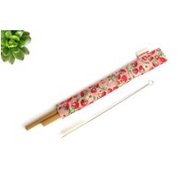 2 Sets X Stroh Fall Erdbeere Mit Trinken Bambus Strohhalme Und Reinigungsbürste, Wiederverwendbare Stroh, Fall, Hochzeit Gefälligkeiten, Partei von Gift4Angel
