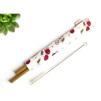 2 Sets X Stroh Fall Kirschen Mit Trinken Bambus Strohhalme Und Reinigungsbürste, Wiederverwendbare Stroh, Fall, Hochzeit Gefälligkeiten, Partei von Gift4Angel