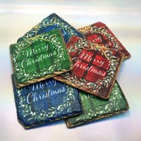 Frohe Weihnachten Schiefer Untersetzer, Briefkasten Wichtelgeschenk, Vintage Weihnachtsset Von 2, Geschenkset Für Sie, Ihn, Mutter, Freund von GiftAffairShop