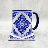 Keramik Becher Und Untersetzer, Mediterranes Geschirr, Blauer von GiftAffairShop