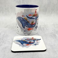 Liebe Wale Becher Und Untersetzer, Keramikgeschirr, Personalisierte Tasse Untersetzer von GiftAffairShop