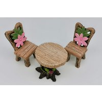 3 Stück Tisch - Und Stuhlmöbel-Set Feengartentisch Stühle Für Feengarten Miniaturgartenarbeit, Terrarium Supply Dekor von GiftCatchers