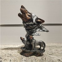 Wolf Familie Statue, 12 "Zoll, Silber Skulptur, Heulender Wohnkultur Für Tierliebhaber, Weihnachtsgeschenk Idee von GiftGardenArt