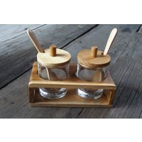 Teak Holz Gewürz Caddy 2 Fach Halter Servier Set Gewürze Zutaten Lagerung Teak Holz Gewürz Caddy 2 Fach Halter Servier Set Gewürze Zutaten Lagerung von GiftGoGreen