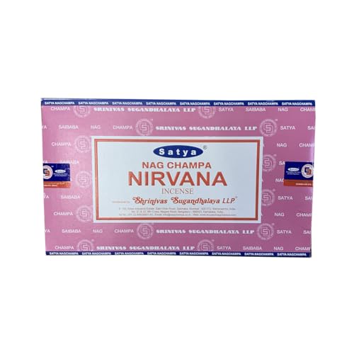 Satya Nag Champa + Nirvana Räucherstäbchen - Blumen-Gewürz-Glückseligkeit für Transzendenz & Frieden, 240 Stäbchen (12x20) von GiftLocalUK