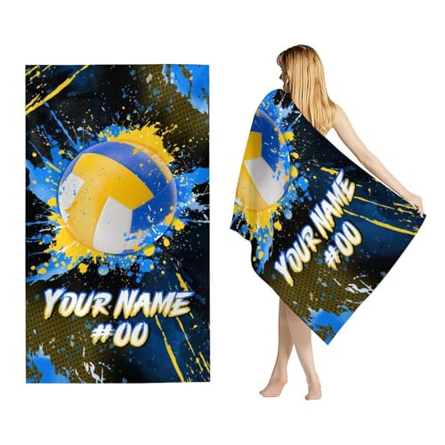 GiftRomance Personalisiertes Strandtuch für Kinder – 80x160 cm Schnelltrocknendes Sandfreies Volleyball Handtuch für Mädchen Teenager – Individuelles Sport Geschenk von GiftRomance