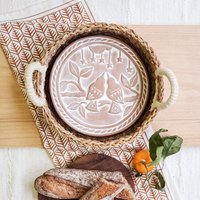 Neues Zuhause Geschenk Handgemacht Hochzeitsgeschenk Einweihungsgeschenk Einzigartiges Brot Tortilla Wärmer Steinkorb Mit Geschirrtuch [Lovebird-R-T] von GiftShopByKORISSA