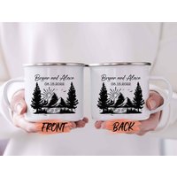 Mr Und Mrs Tassen, Emaille Tasse Für Paar Verlobung, Benutzerdefinierte Camp Tasse, Männer Und Frauen von Giftablee